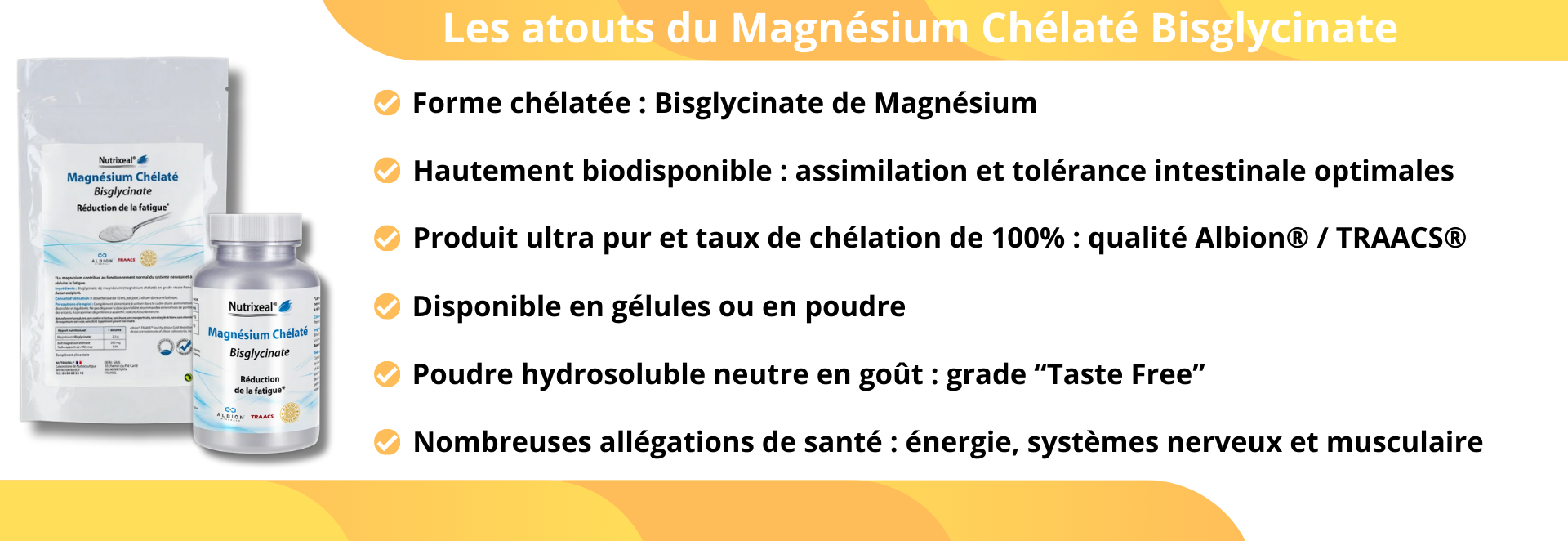 Atouts de notre Magnésium chélté bisglycinate